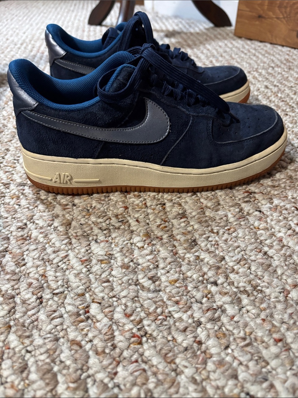 Nike sz 7.5 Air Force 1 Low ‘07 PRM Suede Midnight Navy Sneakers